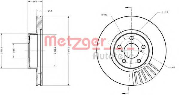 Тормозной диск 6110082 METZGER