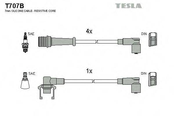 Комплект проводов зажигания T707B TESLA