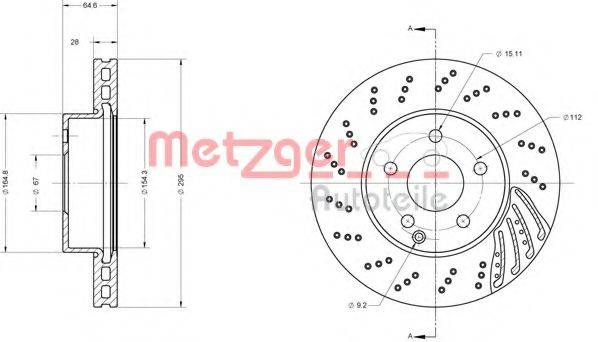 Тормозной диск 6110453 METZGER