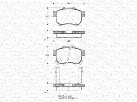 Комплект тормозных колодок, дисковый тормоз 363702160784 MAGNETI MARELLI