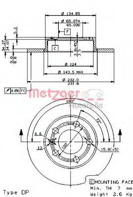 Тормозной диск 14699 V METZGER