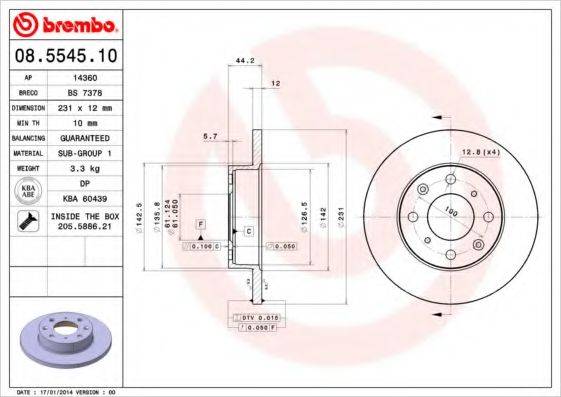 Тормозной диск 08.5545.10 BREMBO