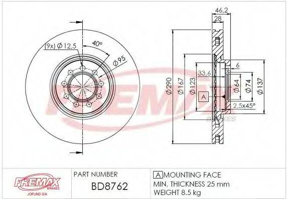 Тормозной диск BD-8762 FREMAX