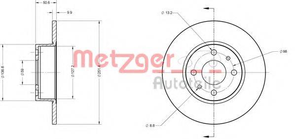 Тормозной диск 6110204 METZGER