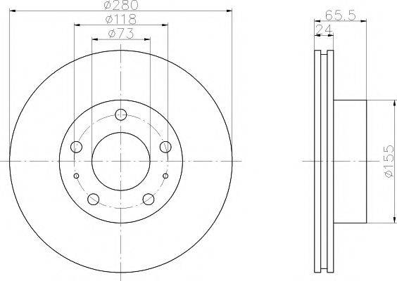 Тормозной диск 8DD 355 104-401 HELLA PAGID