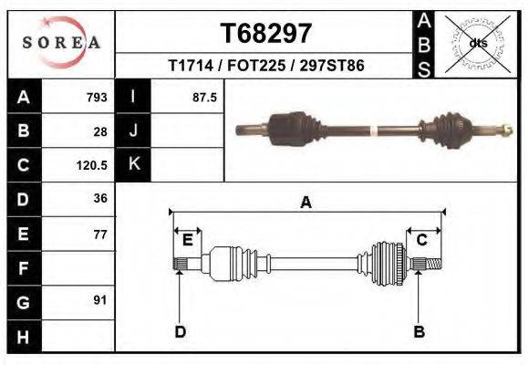 Приводной вал T68297 EAI