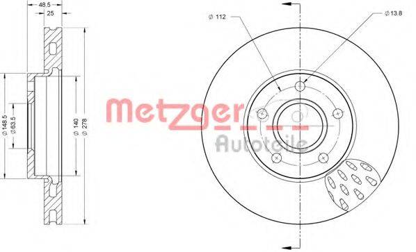 Тормозной диск 6110668 METZGER