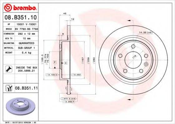 Рисунок 08.B351.11 BREMBO