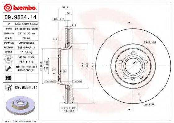 Тормозной диск 09.9534.14 BREMBO