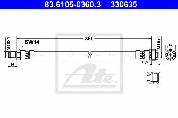 Тормозной шланг 83.6105-0360.3 ATE