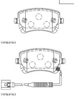 Комплект тормозных колодок, дисковый тормоз KD7581 ASIMCO