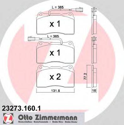 Комплект тормозных колодок, дисковый тормоз 23273.160.1 ZIMMERMANN
