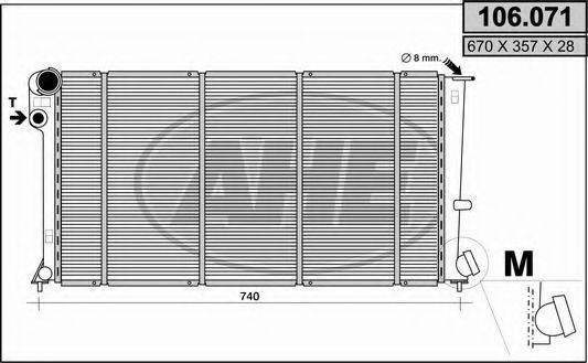 Радиатор, охлаждение двигателя 106.071 AHE