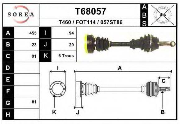 Приводной вал T68057 EAI