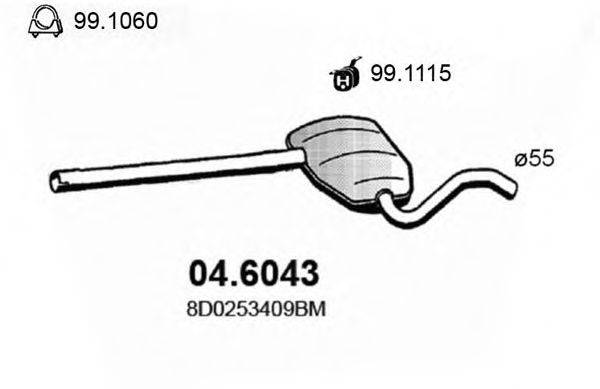 Средний глушитель выхлопных газов 04.6043 ASSO