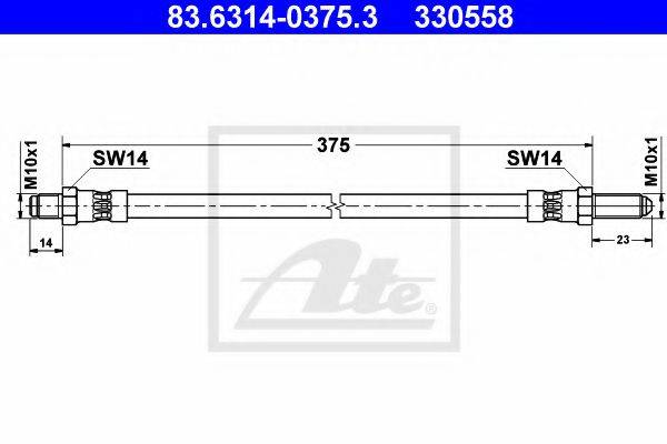 83.6314-0375.3 ATE Тормозной шланг
