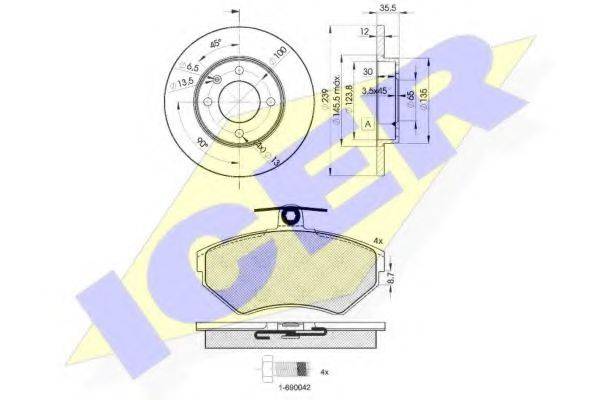 Комплект тормозов, дисковый тормозной механизм 31156-3300 ICER