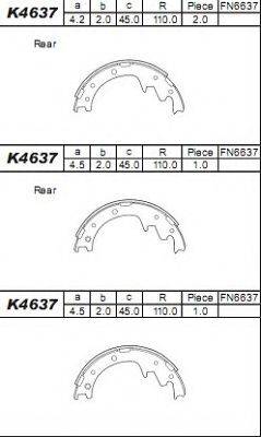 Комлект тормозных накладок K4637 ASIMCO