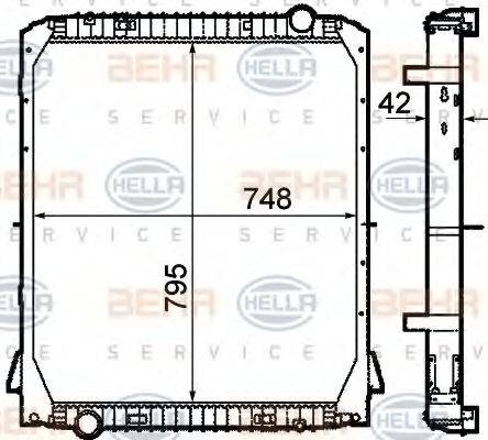 Радиатор, охлаждение двигателя 8MK 376 792-121 HELLA