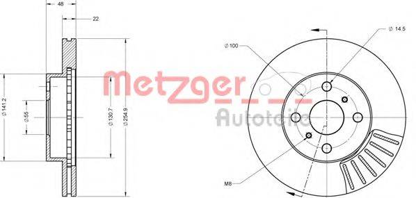 Тормозной диск 6110212 METZGER