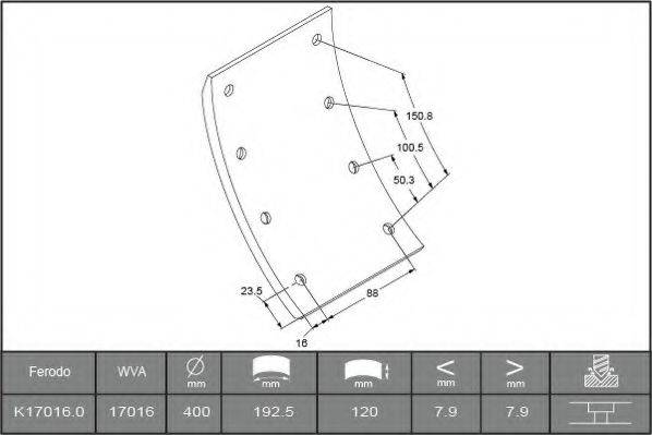 Колодка тормозной накладки BC/38/1 DON