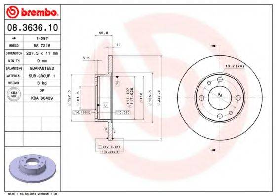 Тормозной диск BS 7215 BRECO