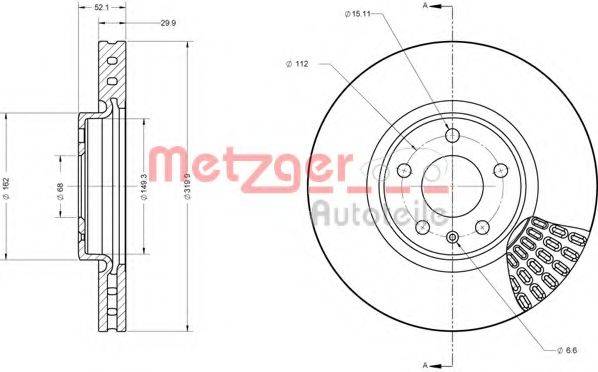 Тормозной диск 6110716 METZGER