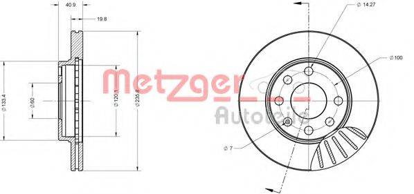 Тормозной диск 6110038 METZGER