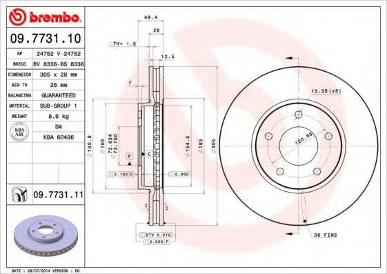 Тормозной диск BS 8336 BRECO