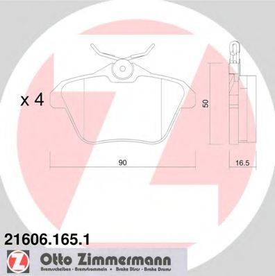 Комплект тормозных колодок, дисковый тормоз 21606.165.1 ZIMMERMANN