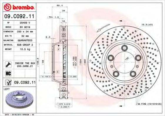 Тормозной диск 09.C092.11 BREMBO