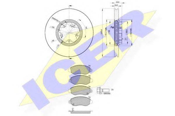 Комплект тормозов, дисковый тормозной механизм 31367-5612 ICER