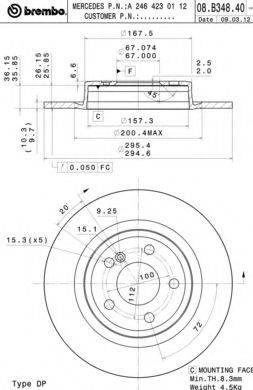 Тормозной диск 08.B348.41 BREMBO