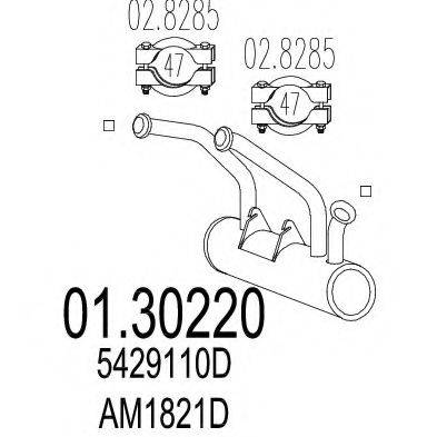 Предглушитель выхлопных газов 01.30220 MTS