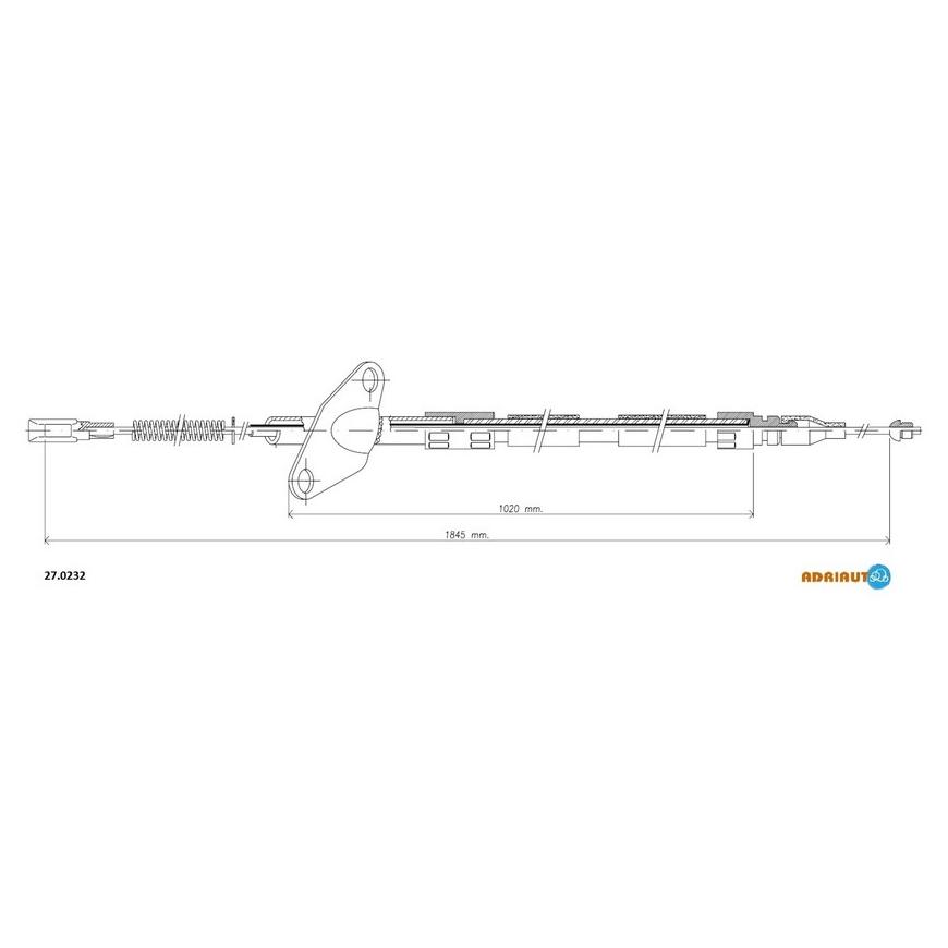 Трос стояночного тормоза задний левый 1860mm/950mm 27.0232 ADRIAUTO