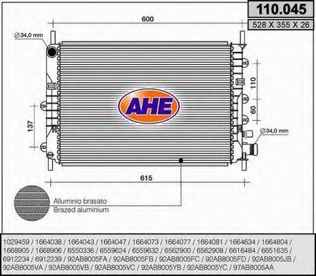 Радиатор, охлаждение двигателя 110.045 AHE