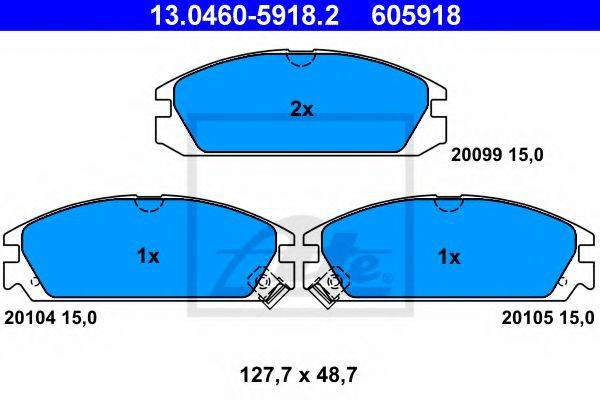 Комплект тормозных колодок, дисковый тормоз 13.0460-5918.2 ATE