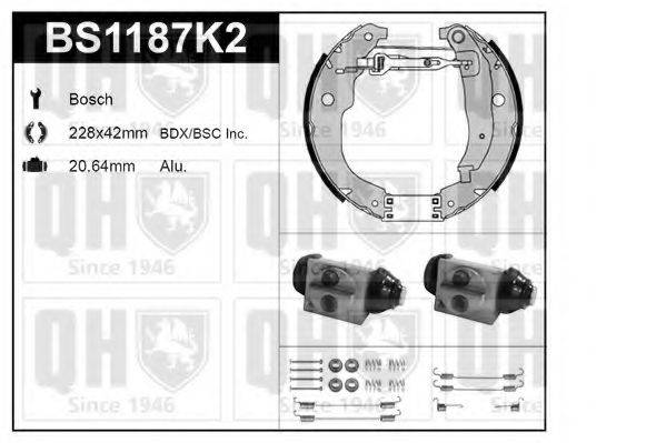 Комплект тормозов, барабанный тормозной механизм BS1187K2 QUINTON HAZELL