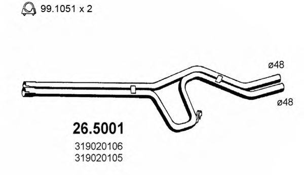 Труба выхлопного газа 26.5001 ASSO