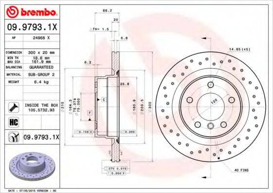 Тормозной диск 09.9793.1X BREMBO