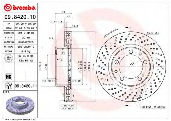 Тормозной диск 09.8420.11 BREMBO