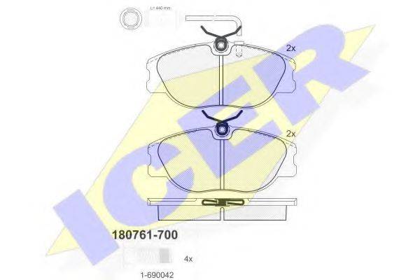 Комплект тормозных колодок, дисковый тормоз 180761-700 ICER