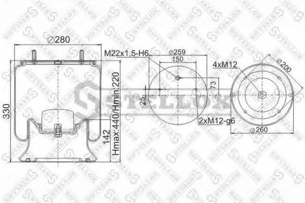 Баллон пневматической рессоры 90-40221-SX STELLOX