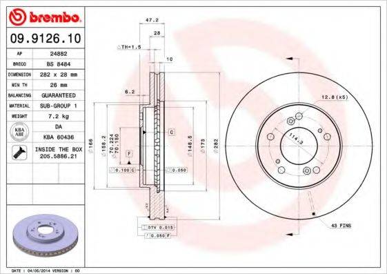 Тормозной диск BS 8484 BRECO