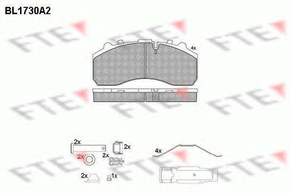 Комплект тормозных колодок, дисковый тормоз BL1730A2 FTE