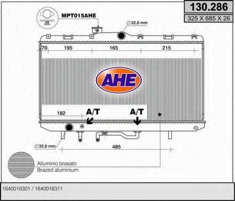 Радиатор, охлаждение двигателя 130.286 AHE