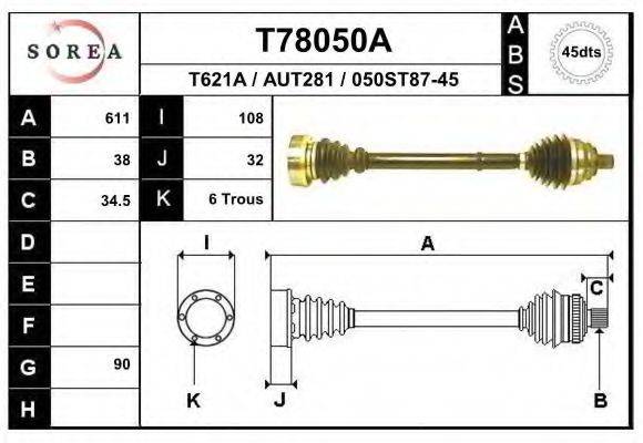 Приводной вал T78050A EAI