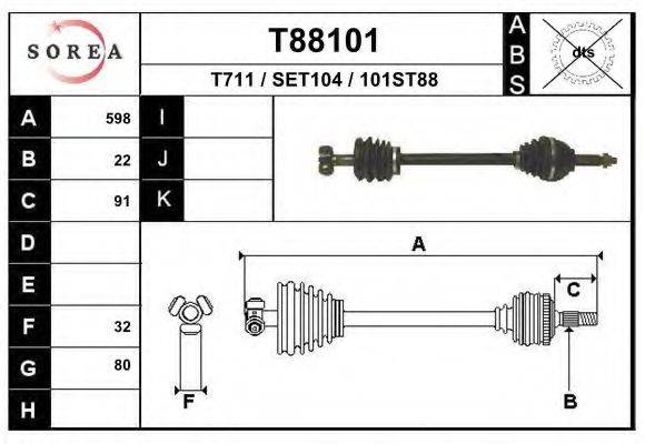 Приводной вал T88101 EAI