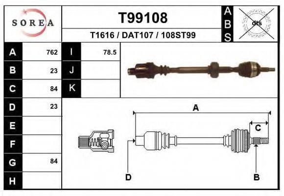 Приводной вал T99108 EAI