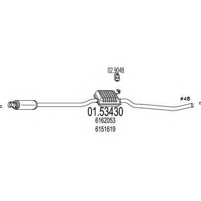 Средний глушитель выхлопных газов 01.53430 MTS